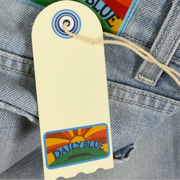 Daily Blue By AG Hype Straight Leg Jeans High Rise Distressed Dust Size 25 NEW - Picture 15 of 15